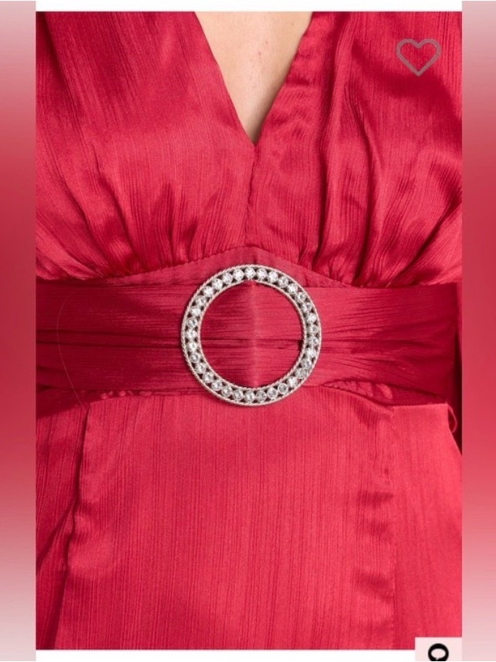Ina Red Long Sleeve Satin Maxi Dress with Belt - Picture 4 of 8